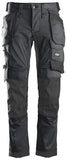 Grey Snickers All round Work Stretchy Tapered Leg Trousers Holster Pockets - 6241 Trousers snickersonline These are our best selling Snickers workwear trousers and the cheapest. Snickers AllroundWork, Stretch Trousers with Holster Pockets -Workwear goes street smart in these best selling stretchy work trousers that feature slimmer legs for a clean,, technical look. Stretch Cordura at the knees combined with 4-way stretch
