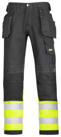 Snickers Original 3 Series Hi Vis Cotton Trousers with Kneepad & Holster Pockets. Class 1 - 3235 - Snickers Online