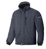 Grey Snickers AllRoundWork 37.5 Insulated Jacket - 1100 - snickers-online Designed to keep you warm and boost your everyday performance at work. Hardwearing, great-fitting and water-resistant, this is the go-to padded jacket when the temperature drops. Plenty of company profiling possibilities. Thick 3D mesh lining at the back retains air to increase insulation, warmth and comfort Pre-bent sleeves and stretch panels at back of shoulder provide maximum freedom of movement