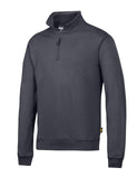 Grey Snickers Workwear ½ Zip Sweatshirt 2818-snickersonline-Robust and straight forward 1/2 zip sweatshirt. Ideal for company profiling. Brushed inside for extra comfort 2x2 rib with Lycra for solid performance Printed neck label to avoid itching Ribbed neck with zipper for added comfort and convenience Material: 80% Polyester 20% Cotton, 300g/m2 Size: XS-XXXL