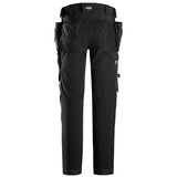 Black Snickers AllroundWork 4-way Stretch Softshell Trousers Holster Pockets-6275 Snickers -Online Snickers Full stretch trousers that feature windproof softshell material and elastic panels,  a combination that provides wind protection, freedom of movement and efficient ventilation. Stretch CORDURA® knees offer added durability and combines with pre-bent legs to ensure optimal fit.