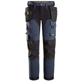 Navy Blue Snickers AllroundWork 4-way Stretch Softshell Trousers Holster Pockets-6275 Snickers -Online Snickers Full stretch trousers that feature windproof softshell material and elastic panels,  a combination that provides wind protection, freedom of movement and efficient ventilation. Stretch CORDURA® knees offer added durability and combines with pre-bent legs to ensure optimal fit.