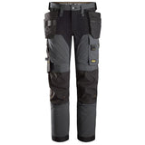 Grey Snickers AllroundWork 4-way Stretch Softshell Trousers Holster Pockets-6275 Snickers -Online Snickers Full stretch trousers that feature windproof softshell material and elastic panels,  a combination that provides wind protection, freedom of movement and efficient ventilation. Stretch CORDURA® knees offer added durability and combines with pre-bent legs to ensure optimal fit.