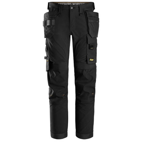 Snickers AllroundWork 4-way Stretch Softshell Trousers Holster Pockets-6275 Snickers -Online Snickers Full stretch trousers that feature windproof softshell material and elastic panels,  a combination that provides wind protection, freedom of movement and efficient ventilation. Stretch CORDURA® knees offer added durability and combines with pre-bent legs to ensure optimal fit.