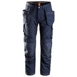 Navy Blue Snickers All round Work, Work Trousers with Kneepad & Holster Pockets - 6201 - snickers-online  Everyday use trousers with holster pockets offering comfort, durability and practical storage during work in various environments. The work trousers are built with hardwearing CORDURA® fabric for enhanced durability and feature KneeGuard™ system for robust knee protection. In addition, a stretch gusset at the crotch provides flexibility and ease of movement. Holster pockets
