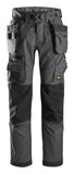 Grey Snickers FlexiWork Floorlayer Trousers - 6923 Trousers Snickers Online The all-new Snickers Floor layer trousers replace the 3223 traditional floor layer trouser, FlexiWork, Floorlayer Trousers with Holster Pockets, Taking the best from FlexiWork and our classic floor layer trousers these trousers are destined to become the new favourites. Made from a durable Ripstop-fabric with mechanical stretch they offer great flexibility and comfort with advanced functionality