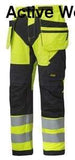 Snickers FlexiWork High Vis Work Trousers Holster Pockets Class 2 - 6932 - snickers-online