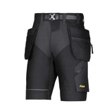 Snickers FlexiWork, Work Shorts with Holster Pockets - 6904 - snickers-online For superior flexibility and comfort in the heat, wear these light work shorts in high-tech body-mapped design. Featuring ventilating stretch fabric with Cordura reinforcements for outstanding freedom of movement. High-tech body-mapped design with light ventilating stretch fabric for extreme comfort and freedom of movement Side panel design for superior weight distribution Tough Cordura