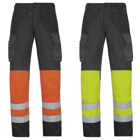 Snickers Hi Vis Trousers. Class 1 (Dirt Repelling) UK SUPPLIER-3833 - snickers-online