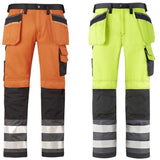 Snickers Hi Vis Trousers. Kneepad & Holster Pockets. Class 2. UK SUPPLIER-3233 - snickers-online