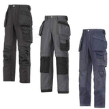 Snickers Work Trousers with Kneepad & Holster Pockets . Canvas+-3214 Trousers snickers online workwear Amazing work trousers made in extremely comfortable yet durable Canvas+ fabric. Features an advanced cut with Twisted Leg design, Cordura ®reinforcements for extra durability and a range of pockets, including holster pockets and phone compartment. Advanced cut with Twisted Leg design and Snickers Workwear